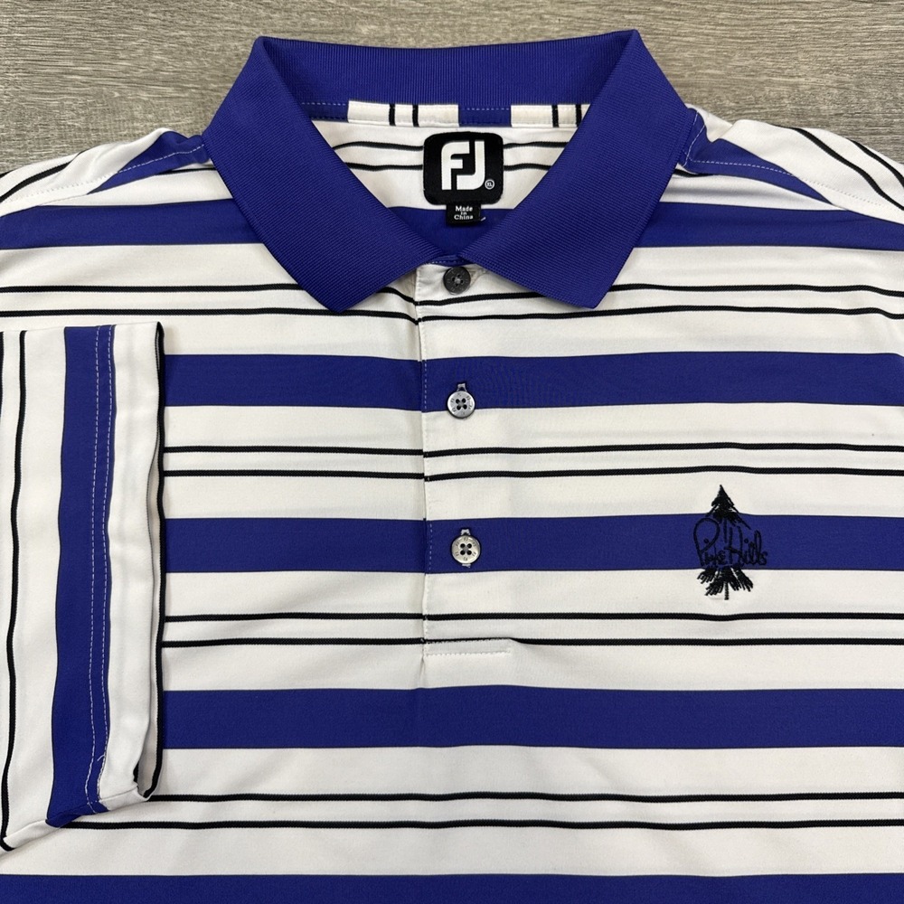 FootJoy polo men's XL purple stripe active performance golf Pine Hills logo